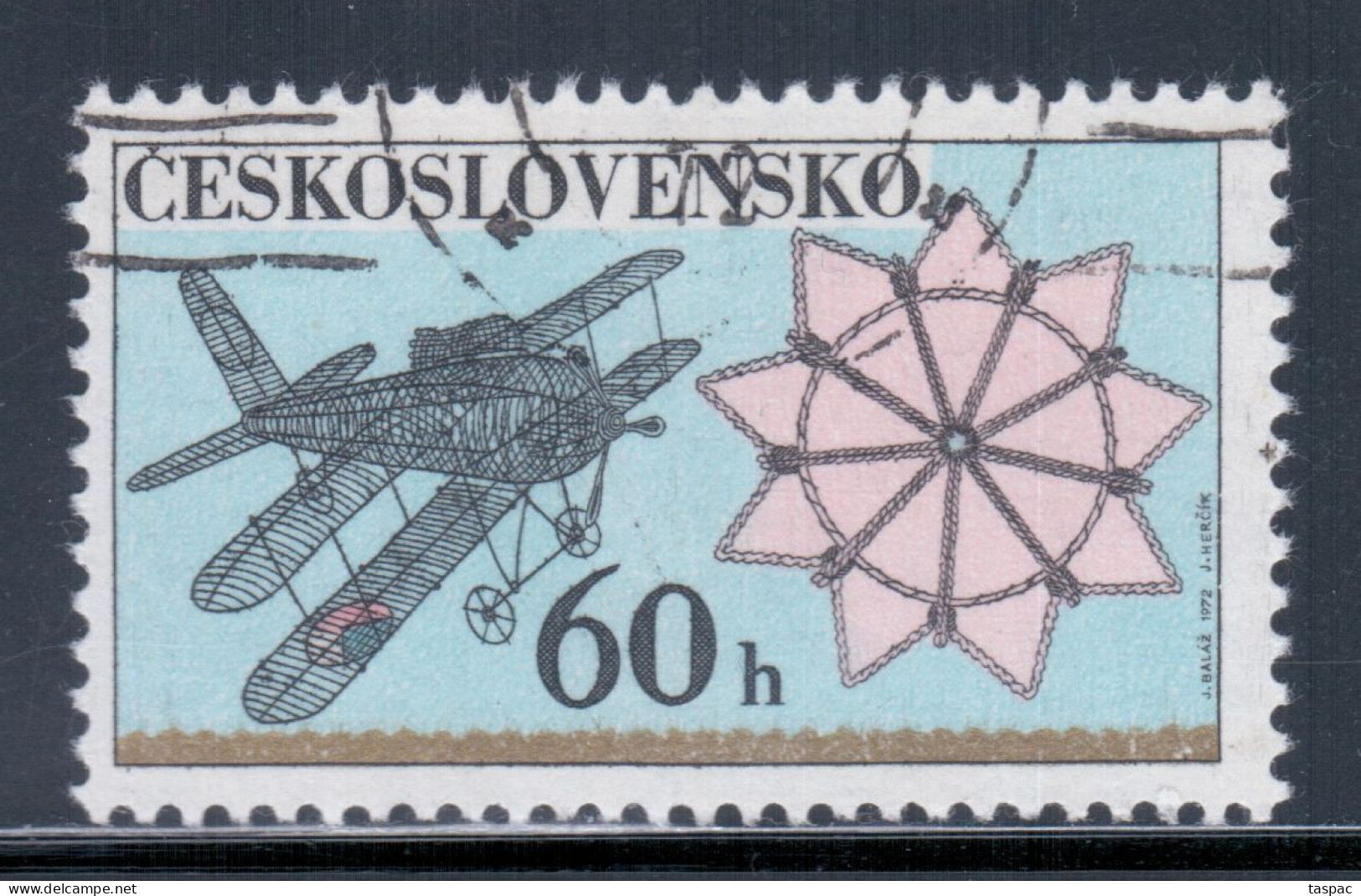 Czechoslovakia 1972 Mi# 2087 Used - Short Set - Plane And Rosette - Vliegtuigen