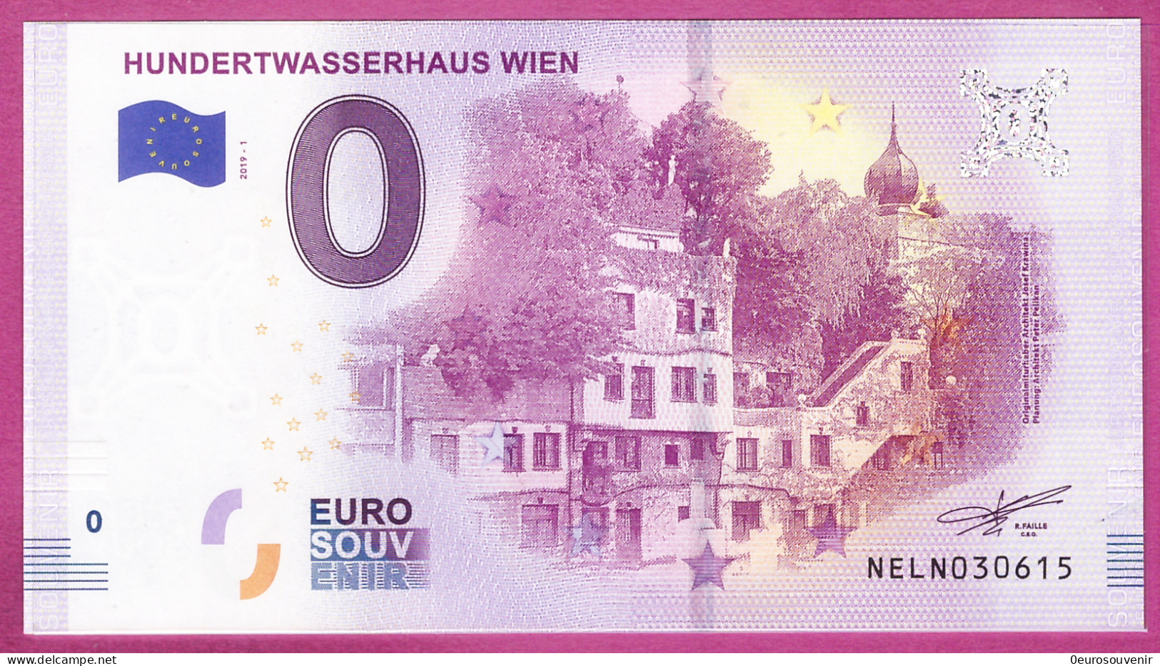 0-Euro NELN 2019-1 HUNDERTWASSERHAUS WIEN - Essais Privés / Non-officiels