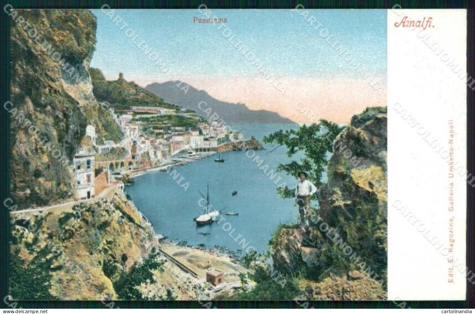 Salerno Amalfi Veduta Generale Barca Cartolina RB5573 - Salerno