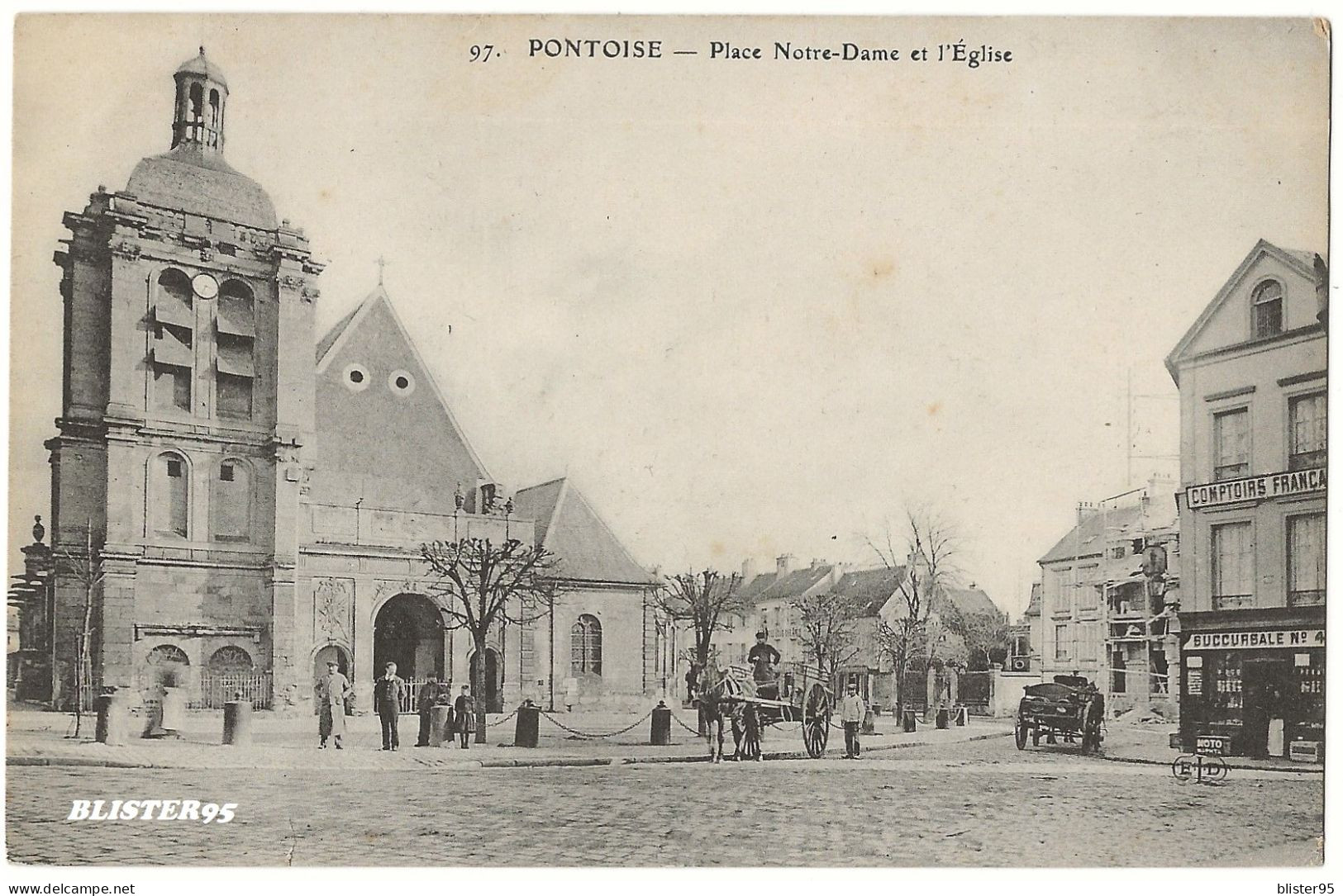 Pontoise (95) , Rare Vue De L église Notre Dame Et Rue Carnot , Envoyée En 1900/1910 - Pontoise