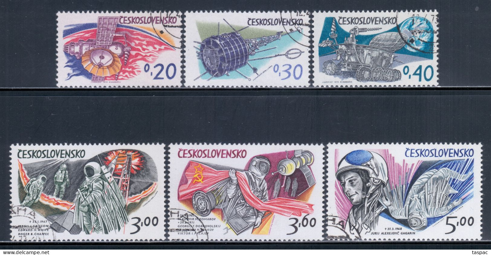 Czechoslovakia 1973 Mi# 2132-2137 Used - In Memory Of American And Russian Astronauts / Space - Europa
