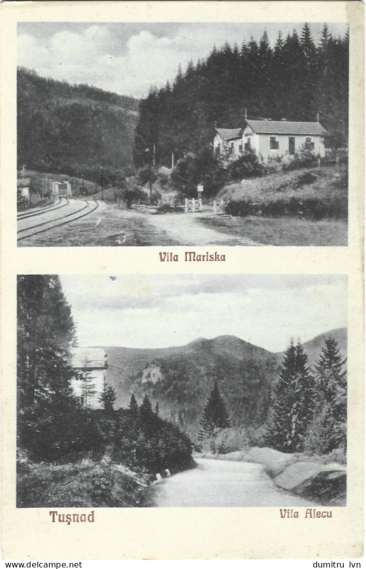 ROMANIA 1929 TUSNAD - VILLA MARISKA AND VILLA ALECU, BUILDINGS, RAILWAYS, FOREST, MOUNTAIN LANDSCAPE - Roemenië