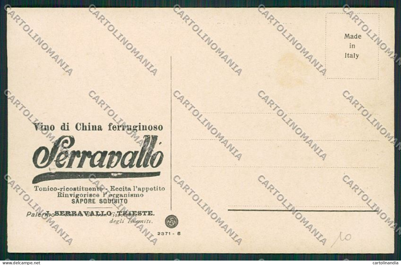 Trieste Vino China Ferruginoso Serravallo Pubblicitaria Palermo Cartolina ZC0962 - Trieste