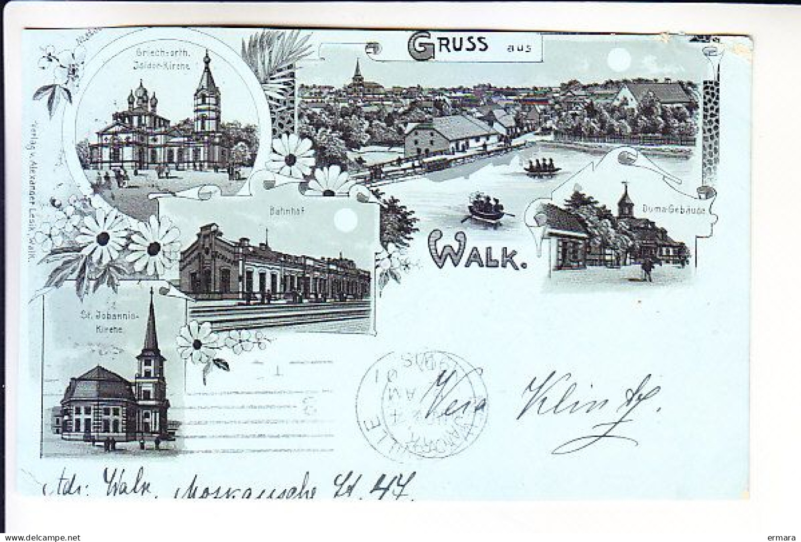 LATVIA ESTONIA  WALK WALKA GRUSS AUS POSTED FROM WALK TO USA 1901 - Lettonie