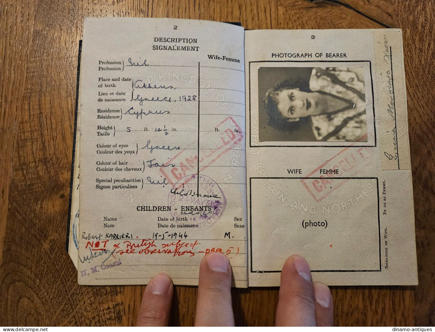 1949 Colony Cyprus Passport Passeport - Travel To Lebanon Egypt Turkey Syria Greece Iraq Sudan Eritrea Revenues Fiscal - Documenti Storici