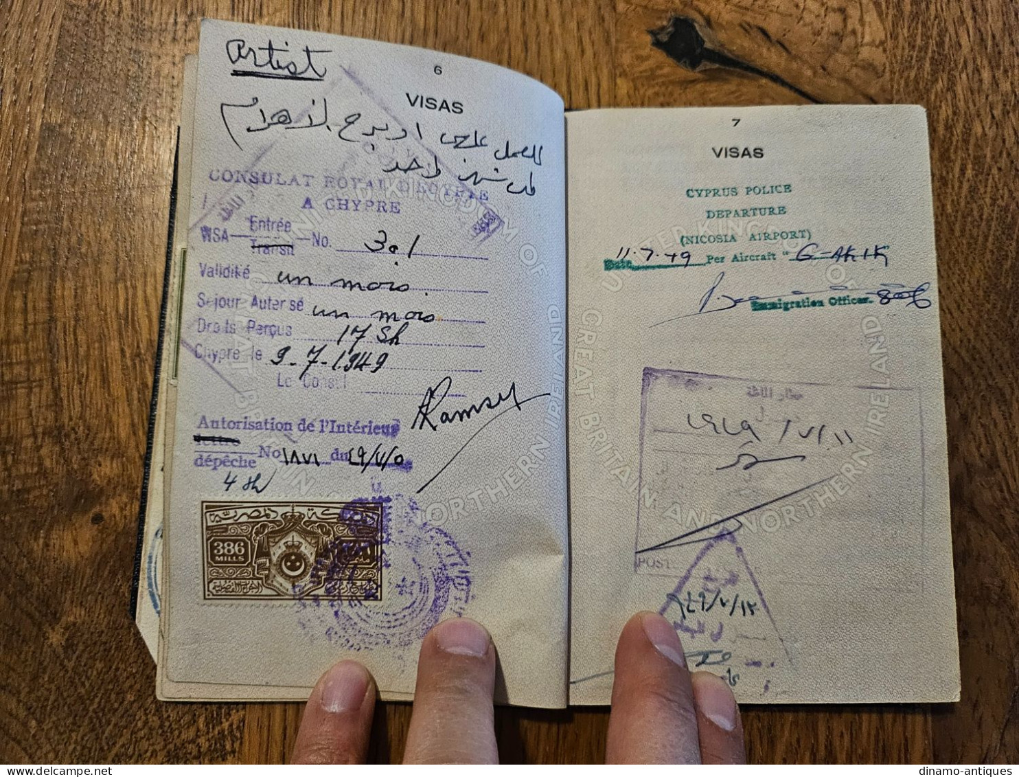 1949 Colony Cyprus Passport Passeport - Travel To Lebanon Egypt Turkey Syria Greece Iraq Sudan Eritrea Revenues Fiscal - Documenti Storici