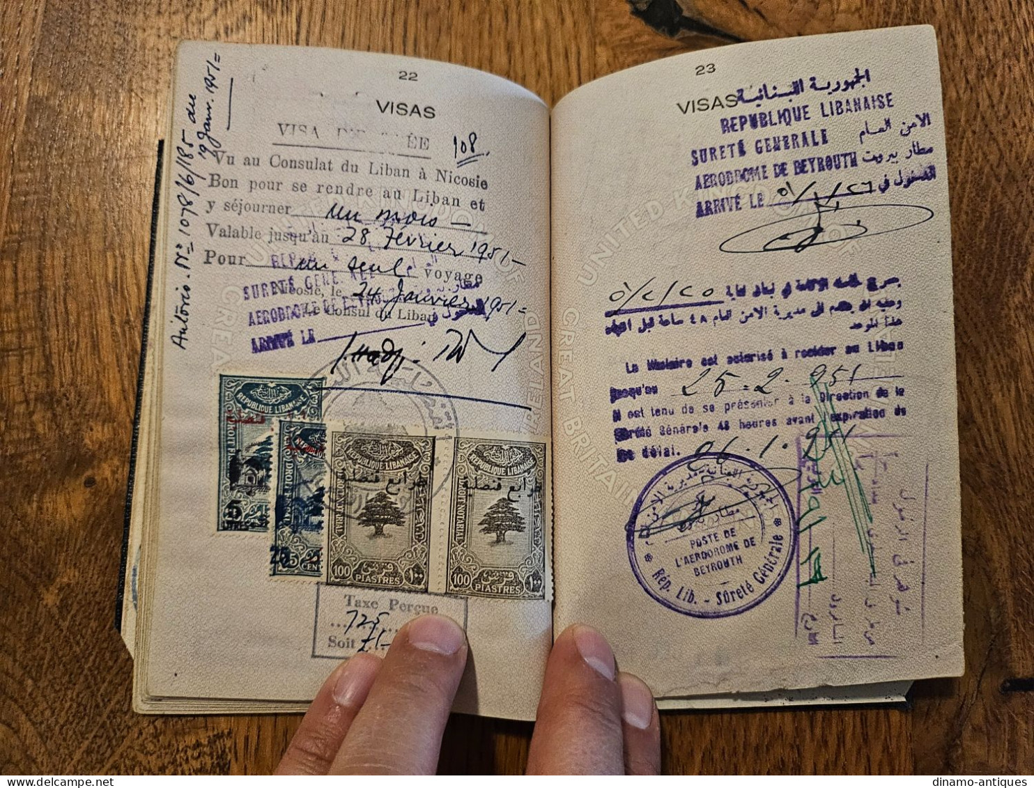 1949 Colony Cyprus passport passeport - travel to Lebanon Egypt Turkey Syria Greece Iraq Sudan Eritrea revenues fiscal