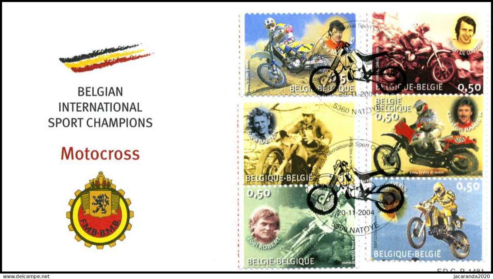 3334-3339 - FDC - Belgian Intern. Sport Champions - Motorcross # - 2001-2010