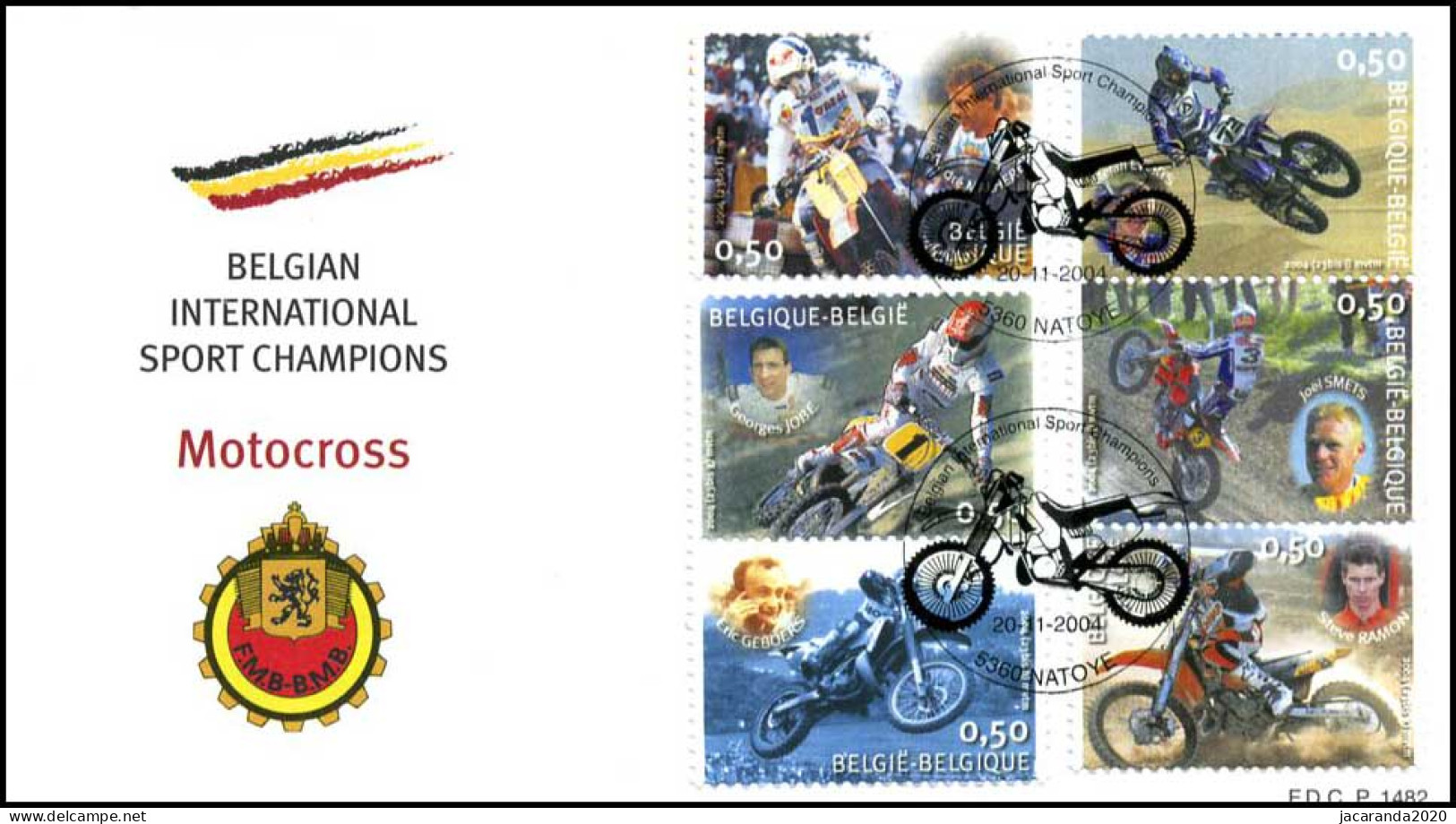 3340-3345 - FDC - Belgian Intern. Sport Champions - Motorcross # - 2001-2010