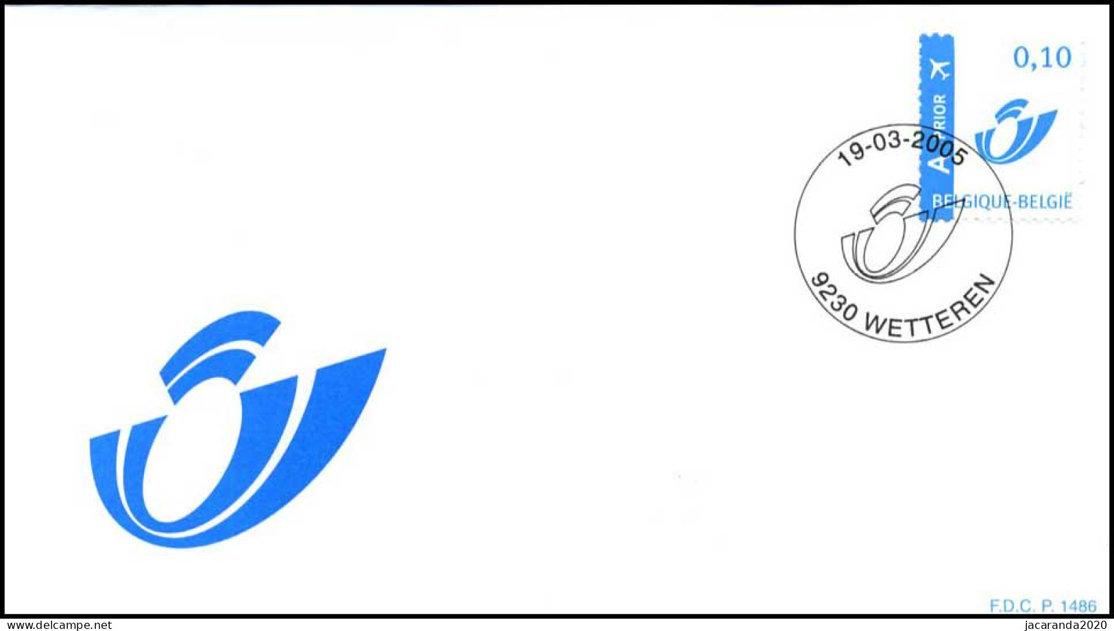 3378 - FDC - Posthoorn Met Blauw Prior Logo P1486 - 2001-2010