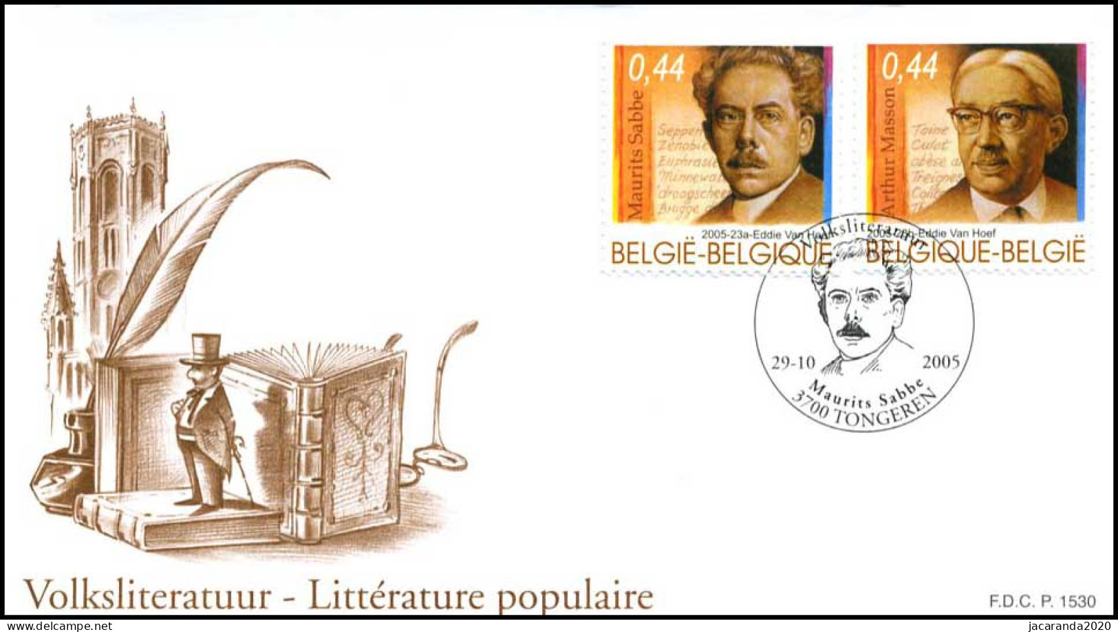 3464/65 - FDC - Volksliteratuur : Maurits Sabbe - Arthur Masson  - 2001-2010