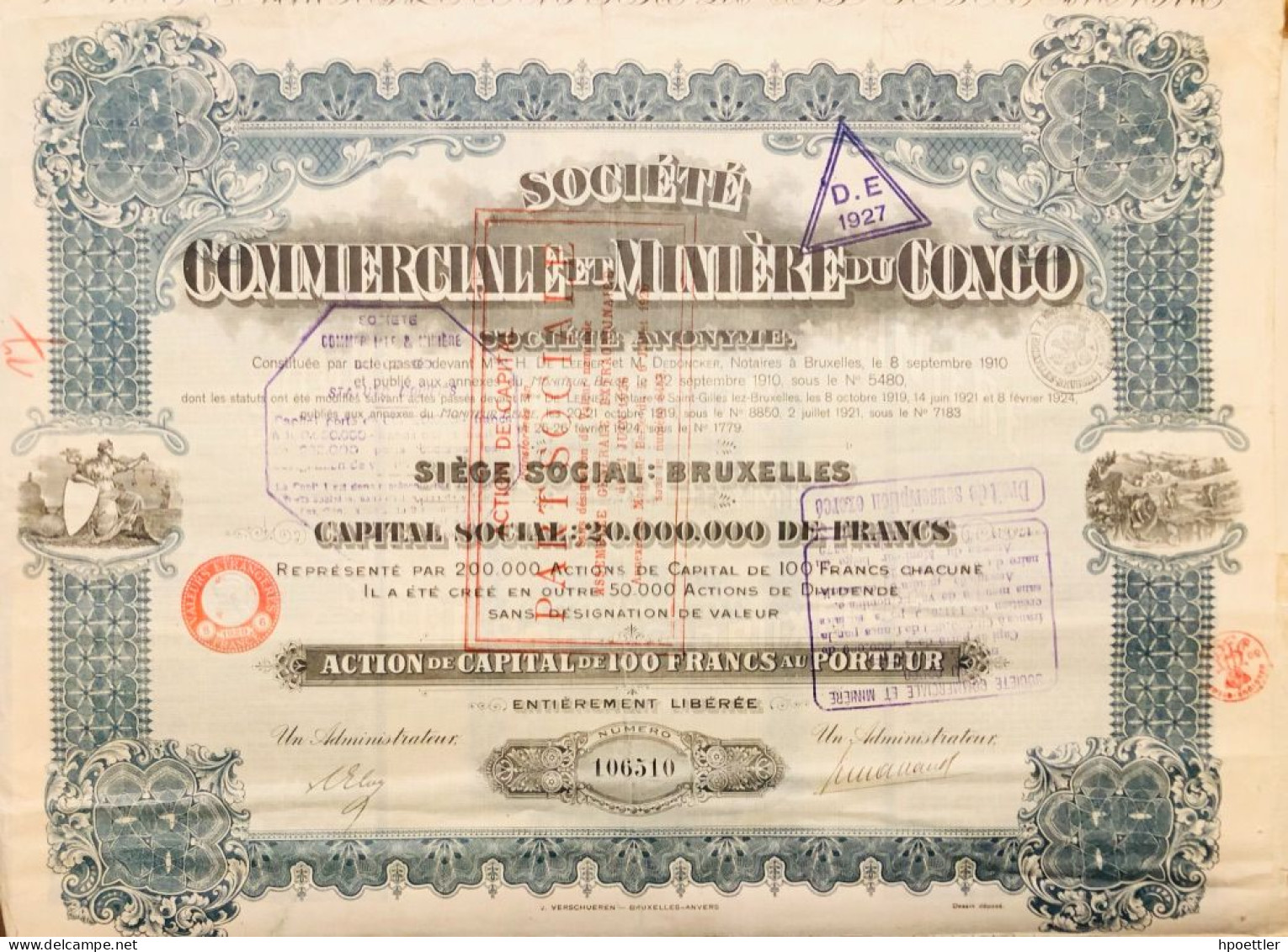 Societe Commerciale Et Miniere Du Congo1924 - Miniere