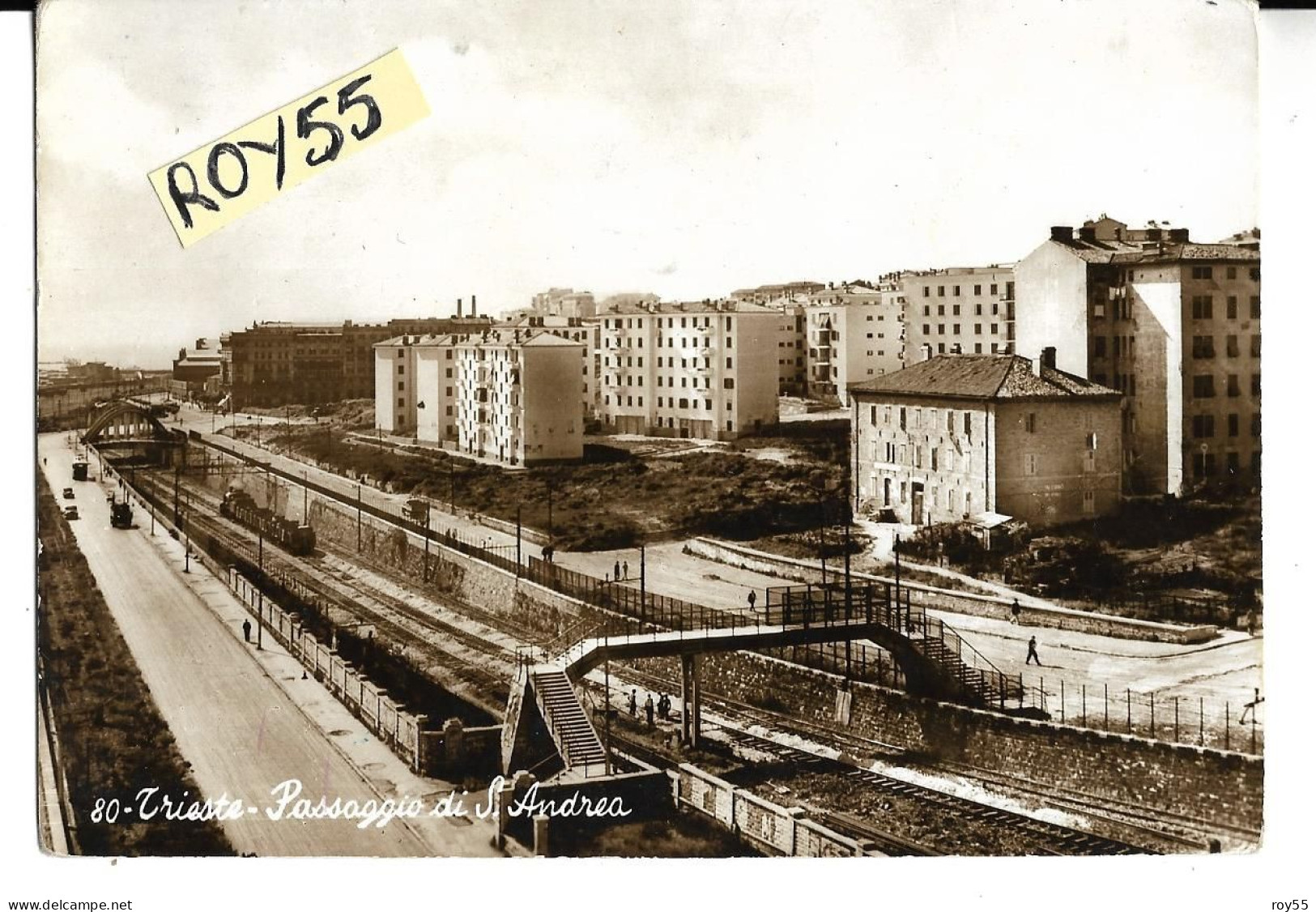 Friuli Venezia Giulia-trieste Passaggio Di S.andrea Veduta Case Ferrovia Treno A Vapore Animata Fine Anni 40 - Trieste