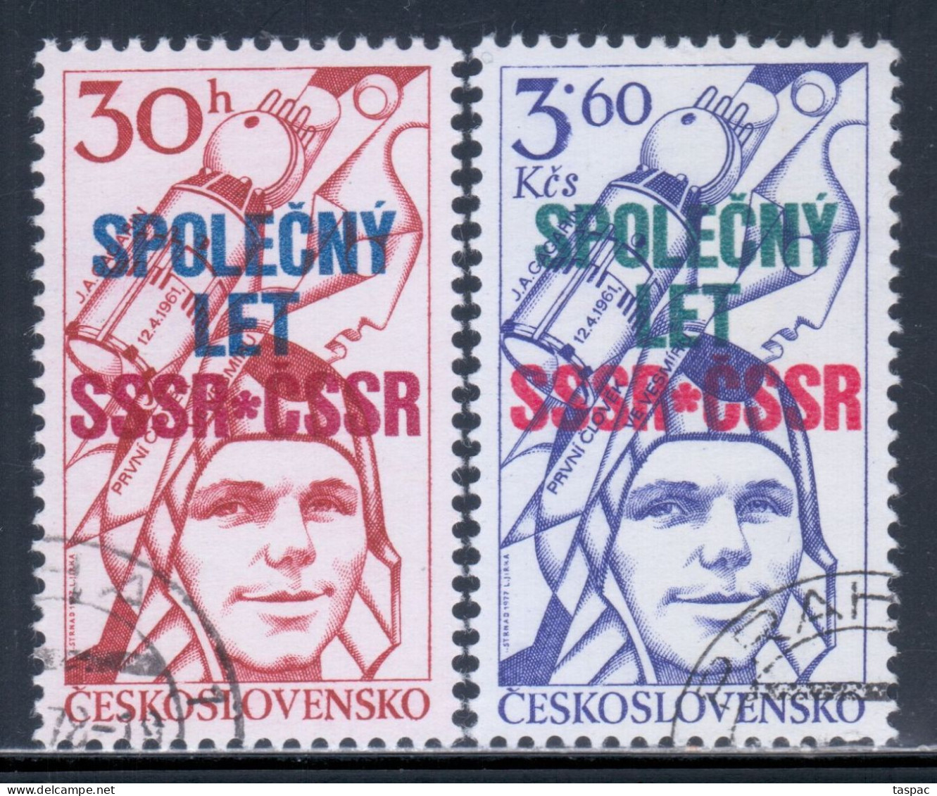 Czechoslovakia 1978 Mi# 2425-2426 Used - Gagarin / Remek / Space - Europa