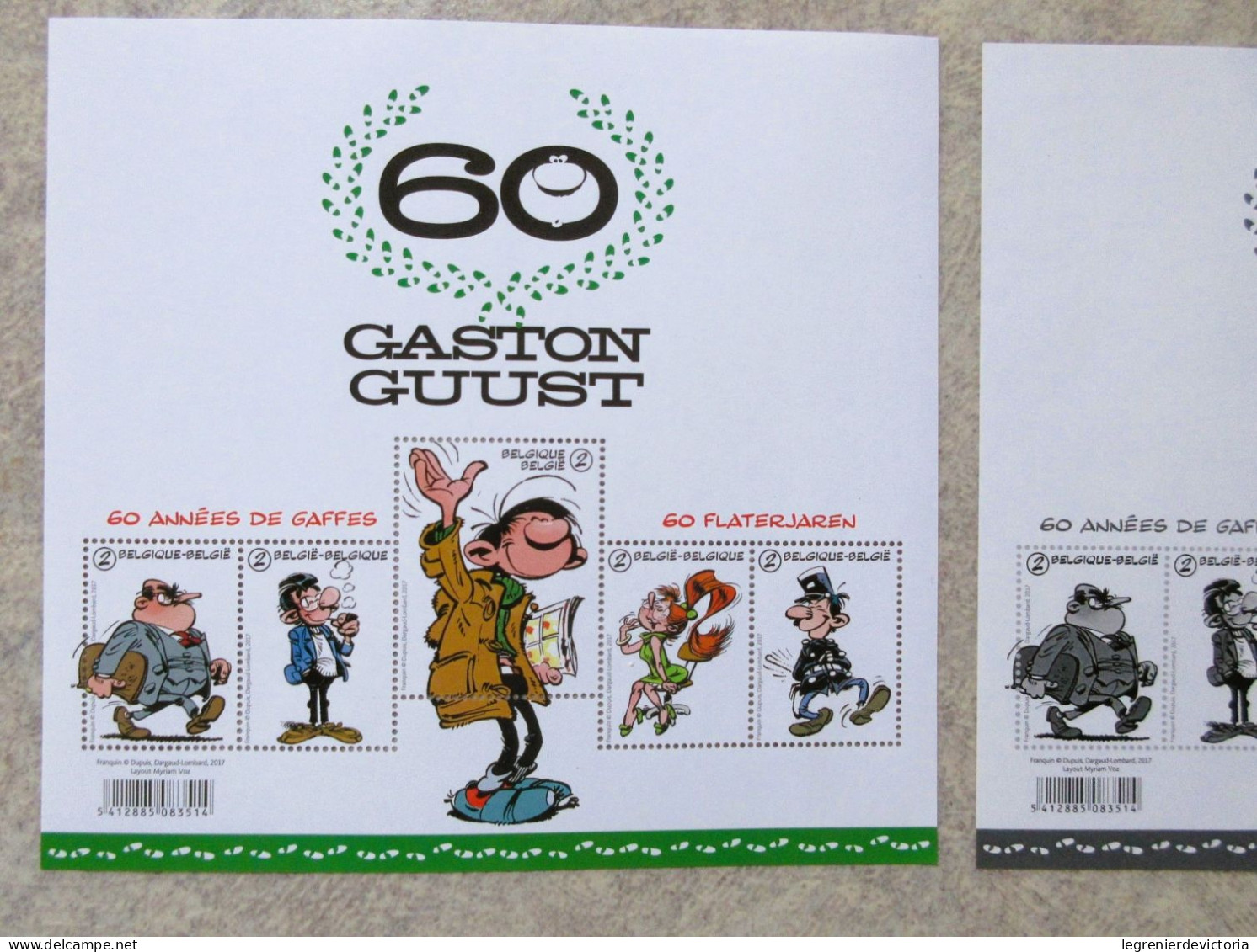 Neuf – 2017 – Gaston Lagaffe A 60 Ans Bloc De 5 Timbres - 60 Années De Gaffes - 2002-… (€)