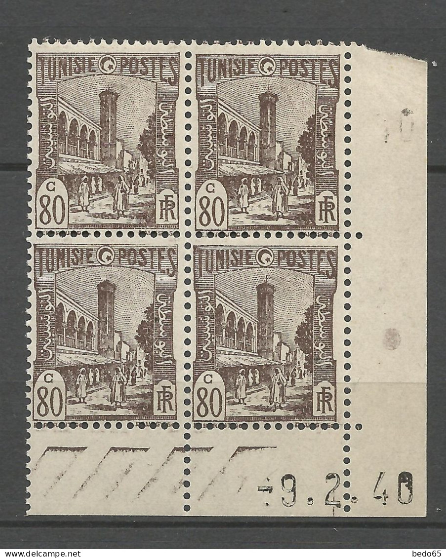 TUNISIE N° 210 Coin Daté 9.2.40 NEUF**  SANS CHARNIERE / Hingeless / MNH - Unused Stamps