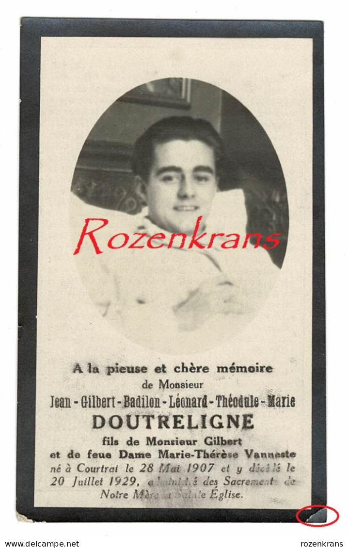 Jean Doutreligne Marie Therese Vanneste Kortrijk Met Foto Photo Doodsprentje Bidprentje Avis De Décès Image Mortuaire - Obituary Notices