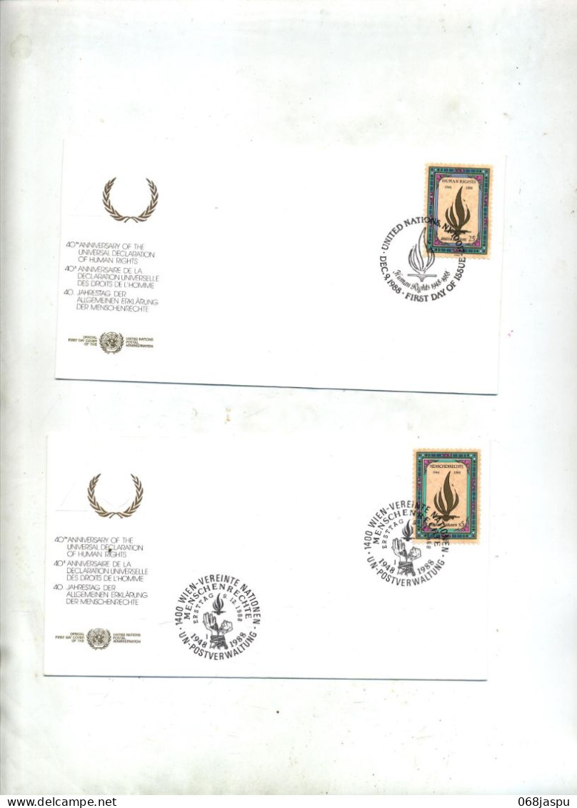 Lettre  Fdc 1988 New York Wien Droit Des Hommes - FDC