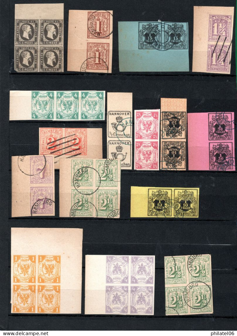 AMUSANT LOT DE TIMBRES FAUX, DONT "FAUX DE FOURNIER" EN DENTELES. ANCIENS ETATS ALLEMANDS ET DIVERS - Sammlungen (ohne Album)