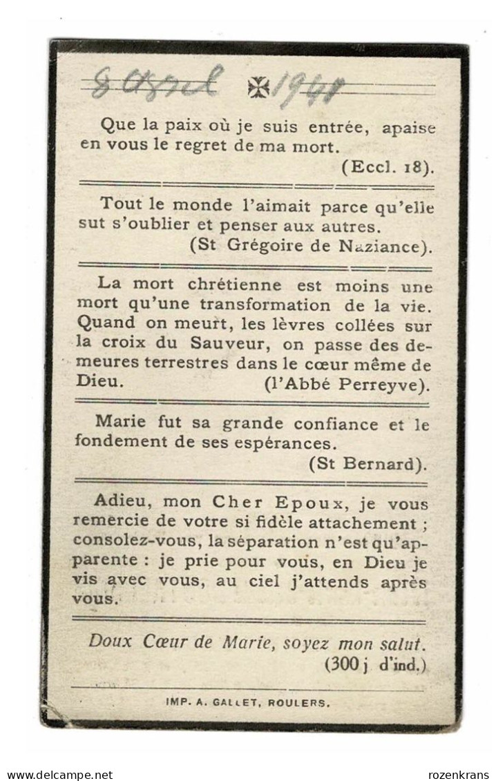 Idonie Doutreligne Theophile Blieck Kortijk Etterbeek Foto Photo Doodsprentje Bidprentje Avis De Décès Image Mortuaire - Obituary Notices