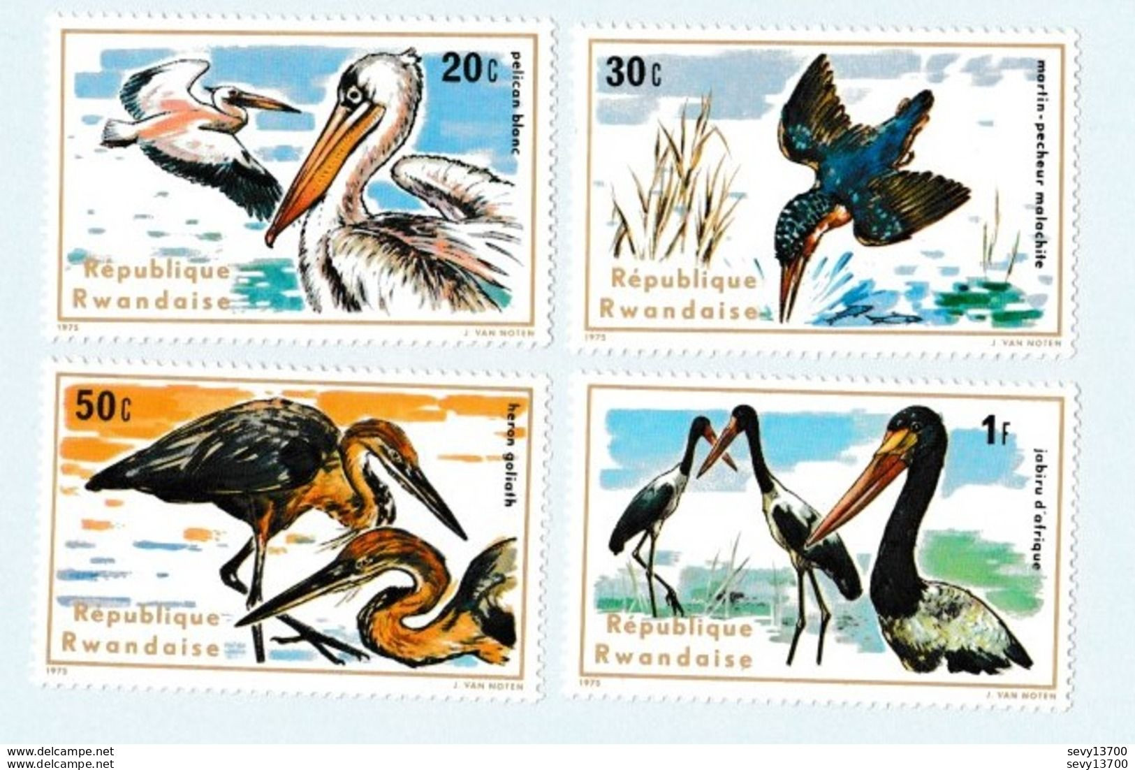 République Rwandaise lot de 36 timbres neufs faune et flore