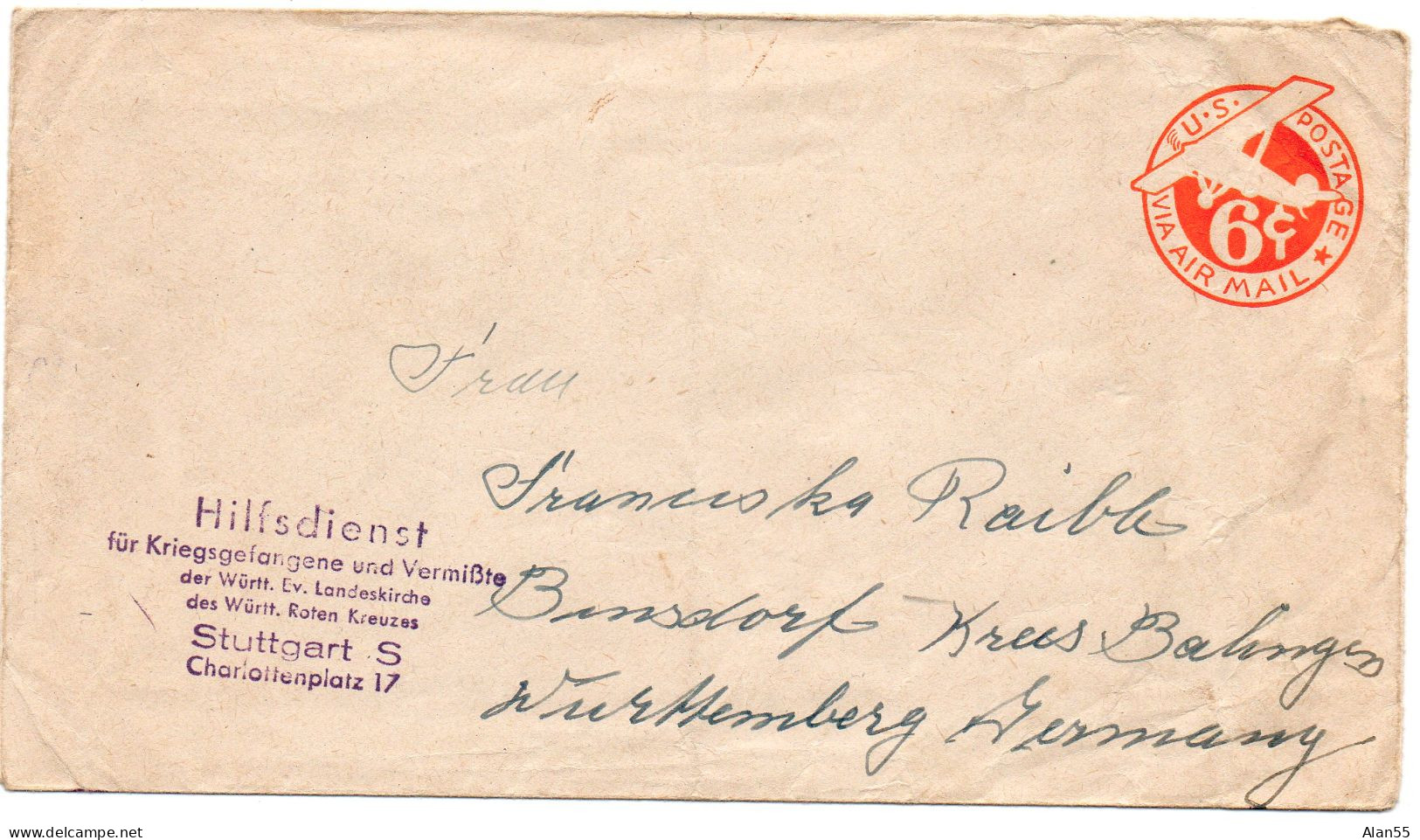 ALLEMAGNE.BERLIN.(ZONE USA).2e GUERRE MONDIALE. "CORRESPONDANCE PRISONNIERS DE GUERRE".ENTIER POSTAL - WW2 (II Guerra Mundial)