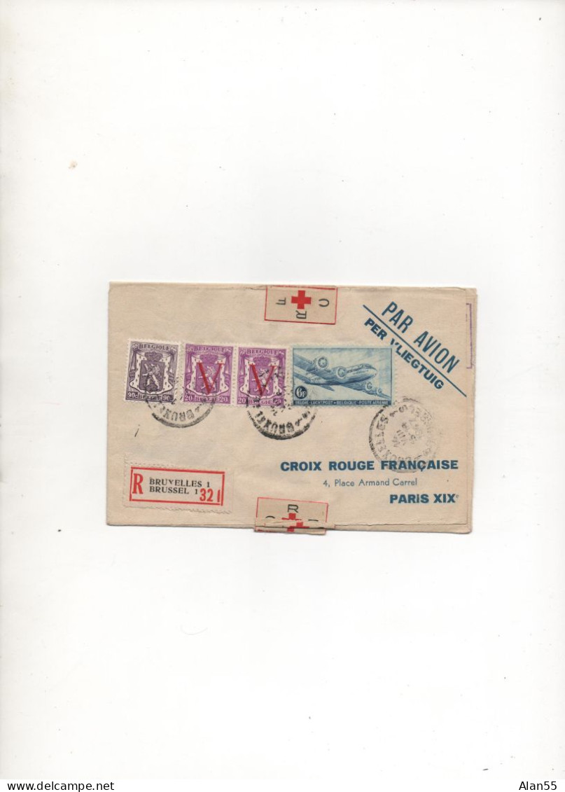 BELGIQUE.1947.AVIATION. CROIX-ROUGE Pour La FRANCE - Rode Kruis