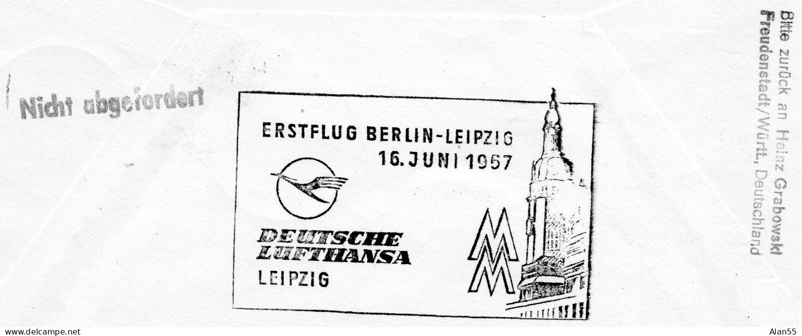FINLANDE.1957. "ANTITUBERCULOSIS". AERIEN: "DDR- VOL BERLIN-LEIPZIG". - Cartas & Documentos