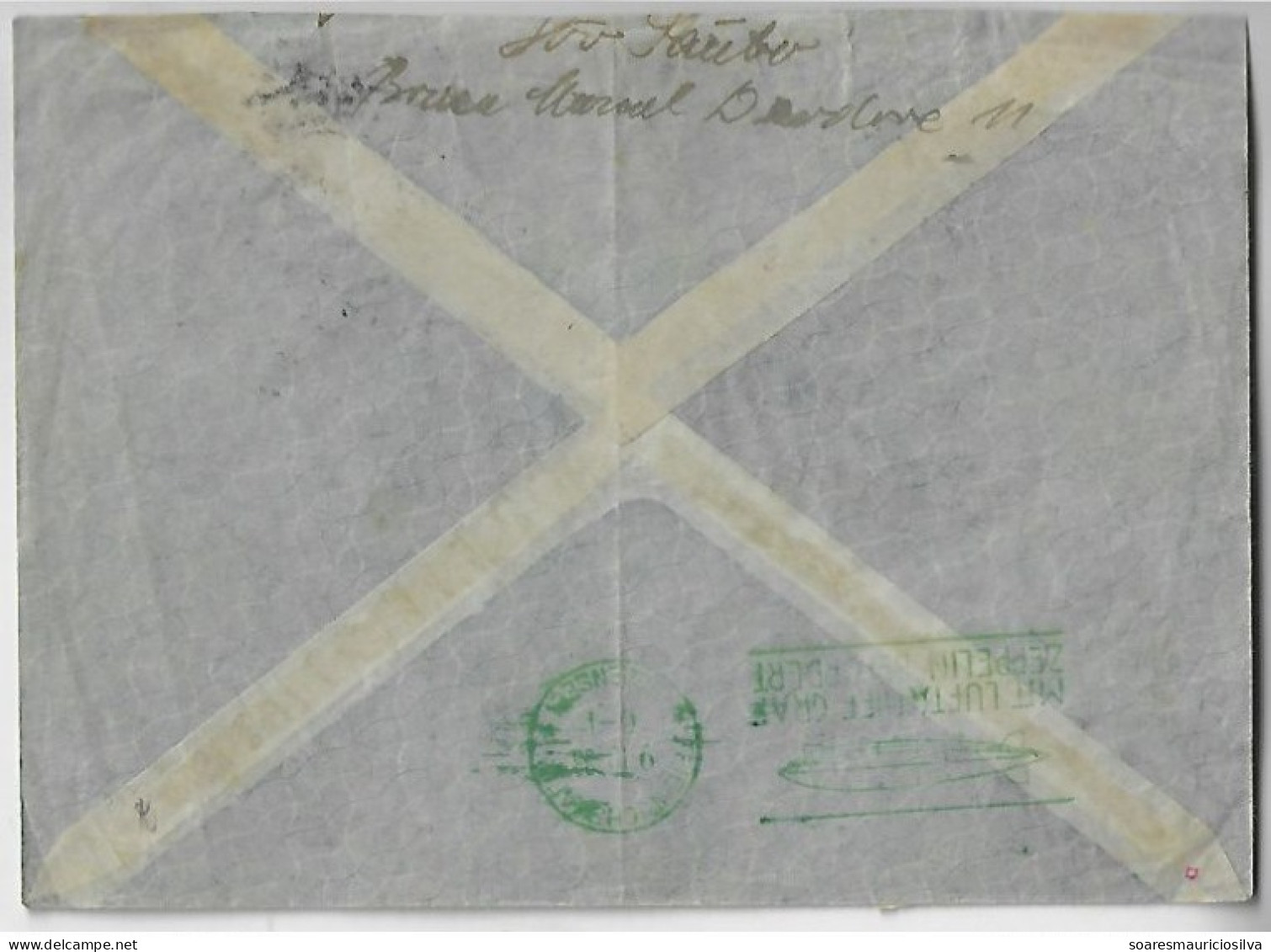 Brazil 1933 Cover São Paulo Friedrichshafen Württemberg Germany Cancel Transatlantic Air Service Condor Zeppelin Label - Luchtpost (private Maatschappijen)