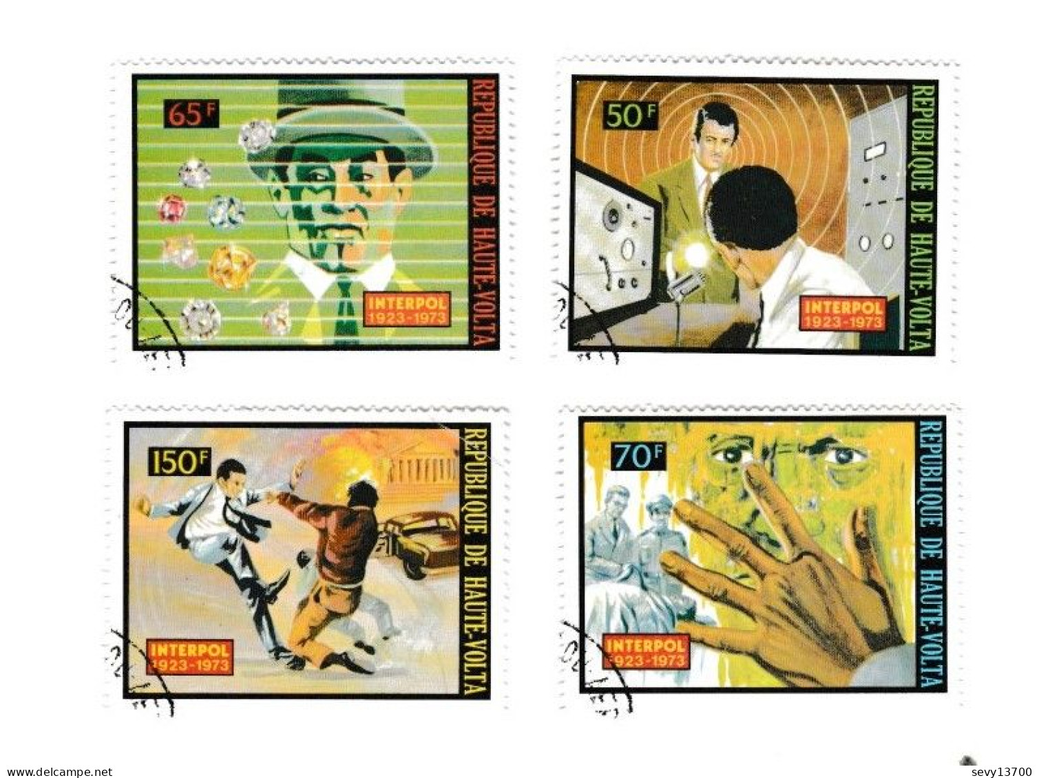 Haute Volta Lot 4 Timbres Et Un Bloc Interpol 1923 - 1973 - Opper-Volta (1958-1984)