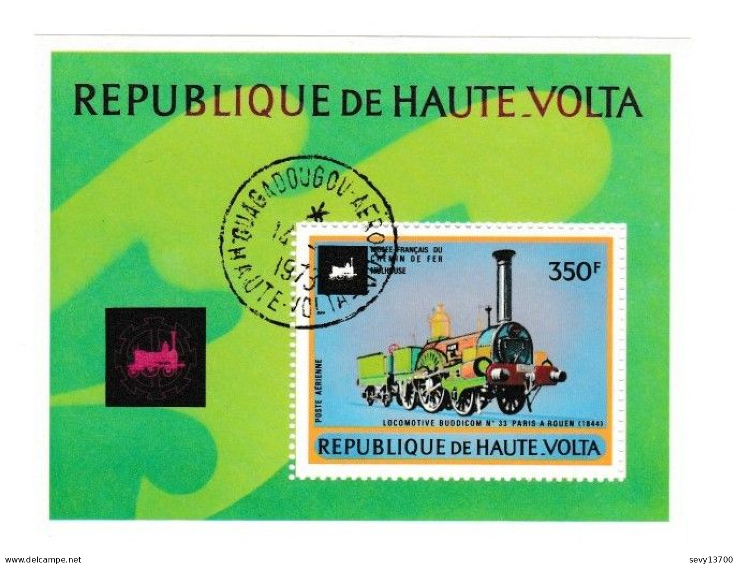 Haute Volta Lot 5 Timbres Et Un Bloc Les Trains - Poste Aérienne - 155 à 159 - Upper Volta (1958-1984)