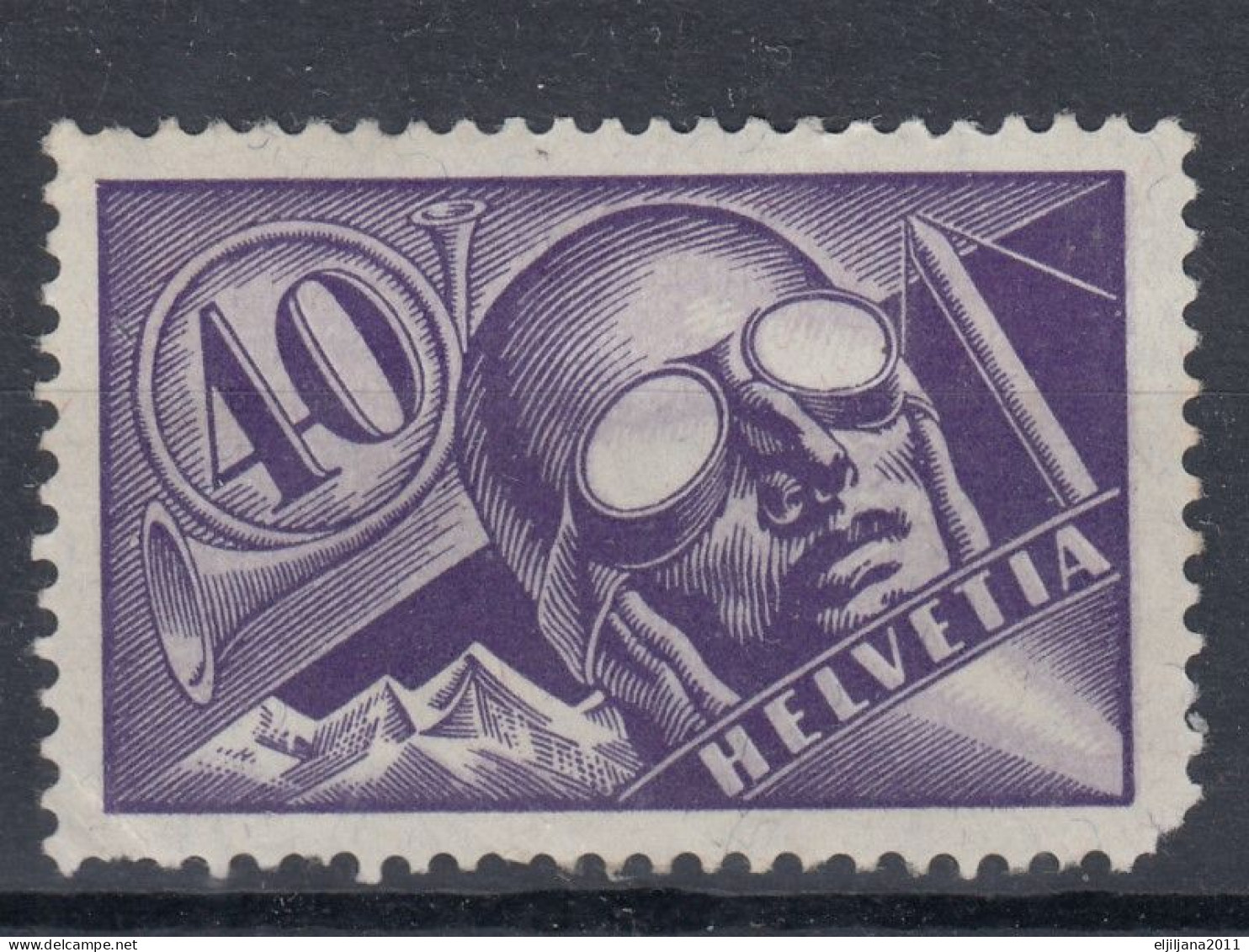 Switzerland / Helvetia / Schweiz / Suisse 1923 ⁕ Pilot - Airmail 40 C. Mi.182 ⁕ 1v MH (damaged) - Neufs