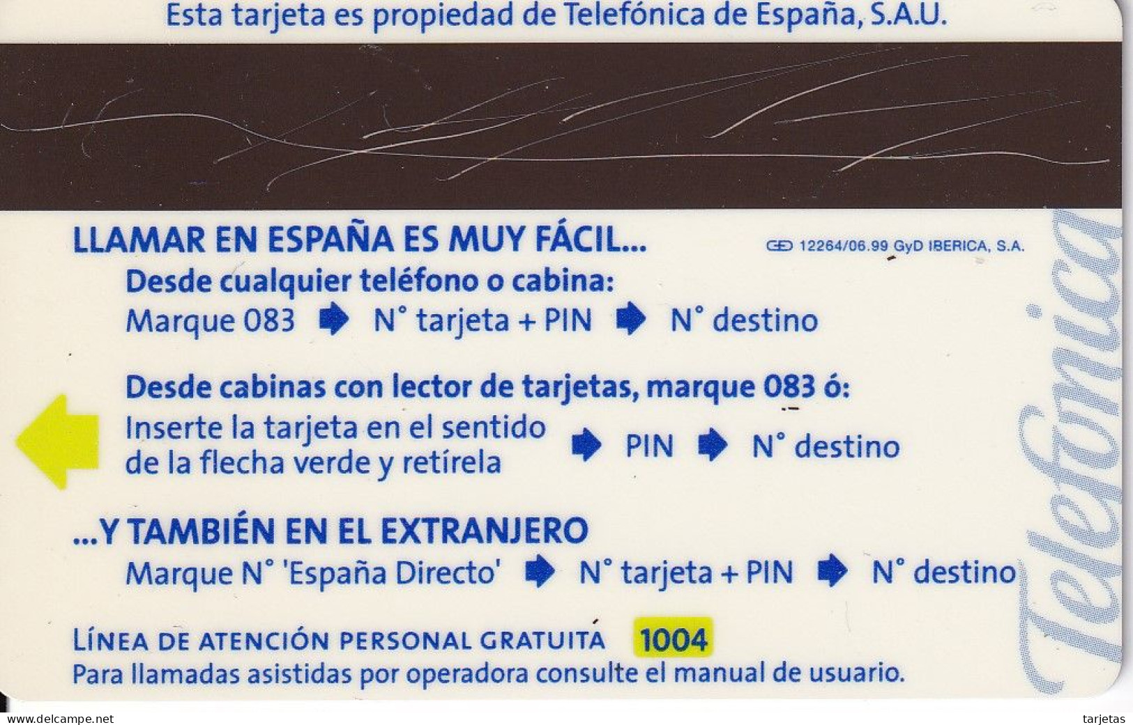 BMP-024 TARJETA DE ESPAÑA DE TELEFONICA PERSONAL FECHA 06/99 - Dienstkarten