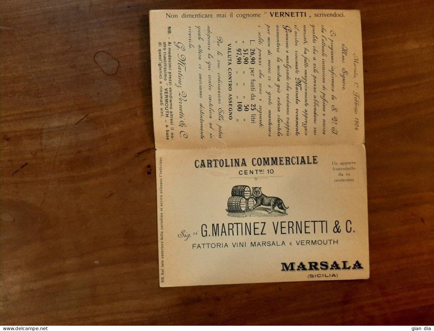 Cartolina Commerciale Doppia MARTINEZ VERNETTI  MARSALA (Trapani). La Tarantella. Vg.1904 - Trapani