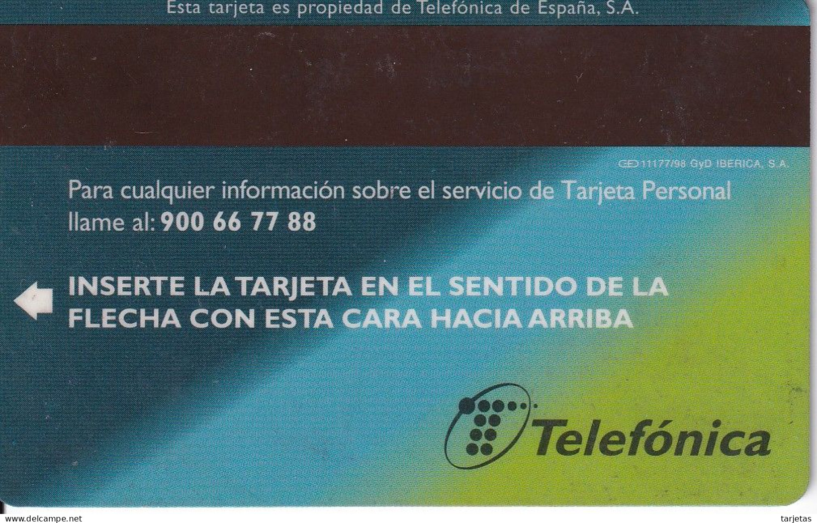 BMP-016/4 TARJETA DE ESPAÑA DE TELEFONICA PERSONAL 11177/98 - Basic Issues