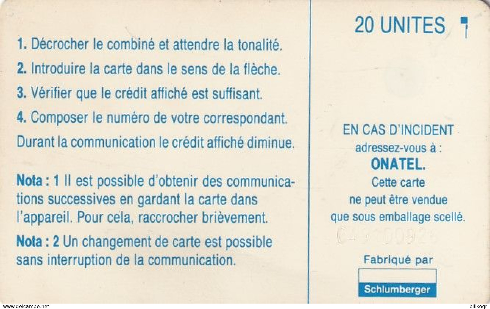 BURKINA FASO - Onatel Logo(blue & White) 20 Units, Chip SC5, White CN : C49100926, Used - Burkina Faso