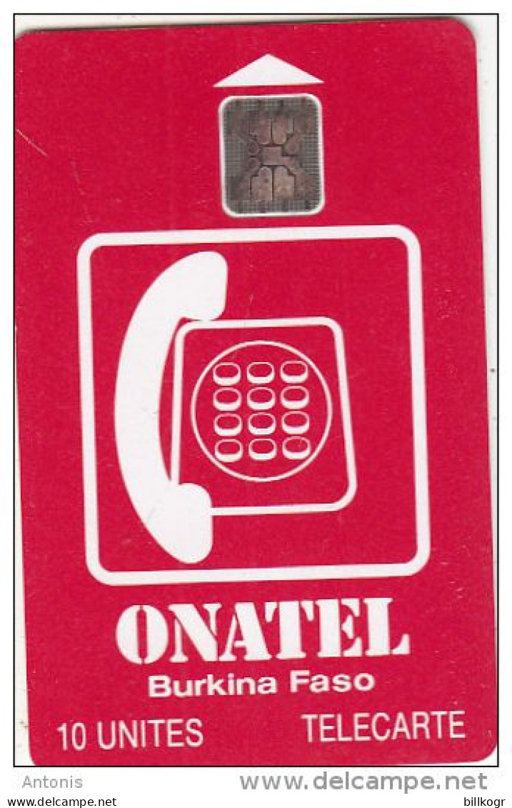 BURKINA FASO - Onatel Logo(red & White) 20 Units, Chip SC5, White CN : C46100972, Used - Burkina Faso