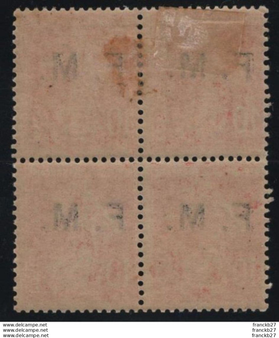 France - YT FM 5 - Bloc De 4 Timbres Semeuse 10 C Rouge Franchise Militaire - Timbres De Franchise Militaire