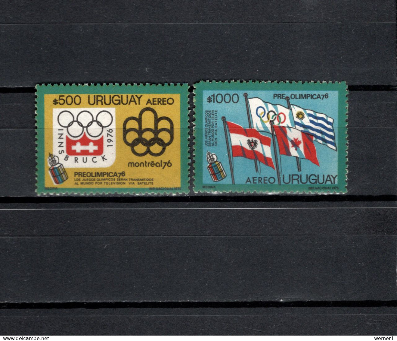 Uruguay 1975 Space, Olympic Games Montreal/Innsbruck 2 Stamps From S/s MNH - Sud America