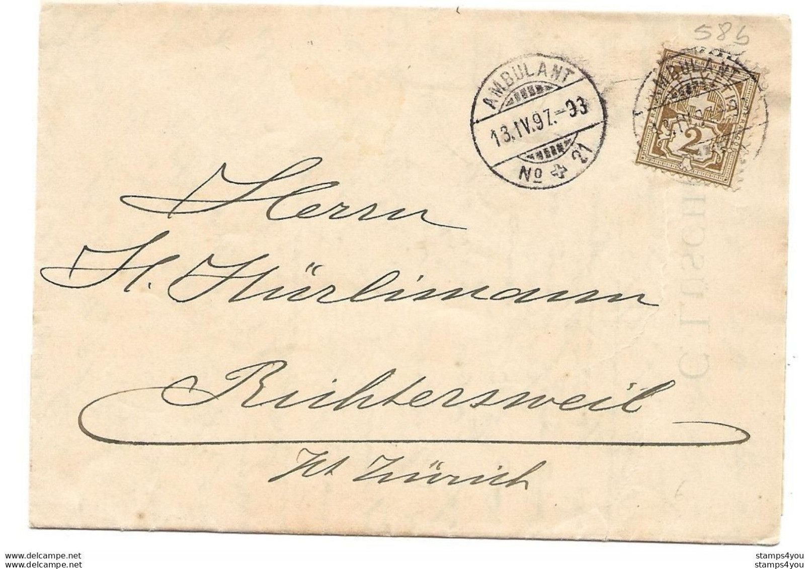 75 - 22 - Enveloppe Envoyée à Aix Les Bains, Cachets à Date Genève 1894 - Brieven En Documenten