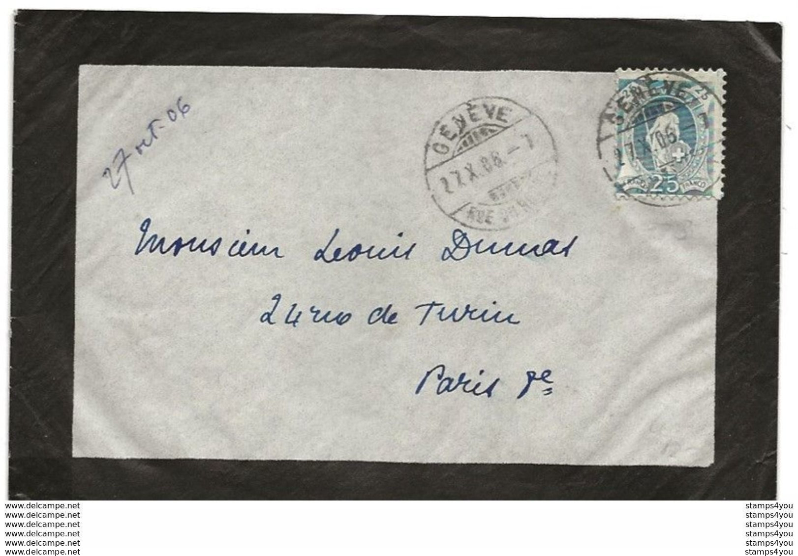 75 - 53 - Enveloppe Envoyée De Genève 1906 - Storia Postale