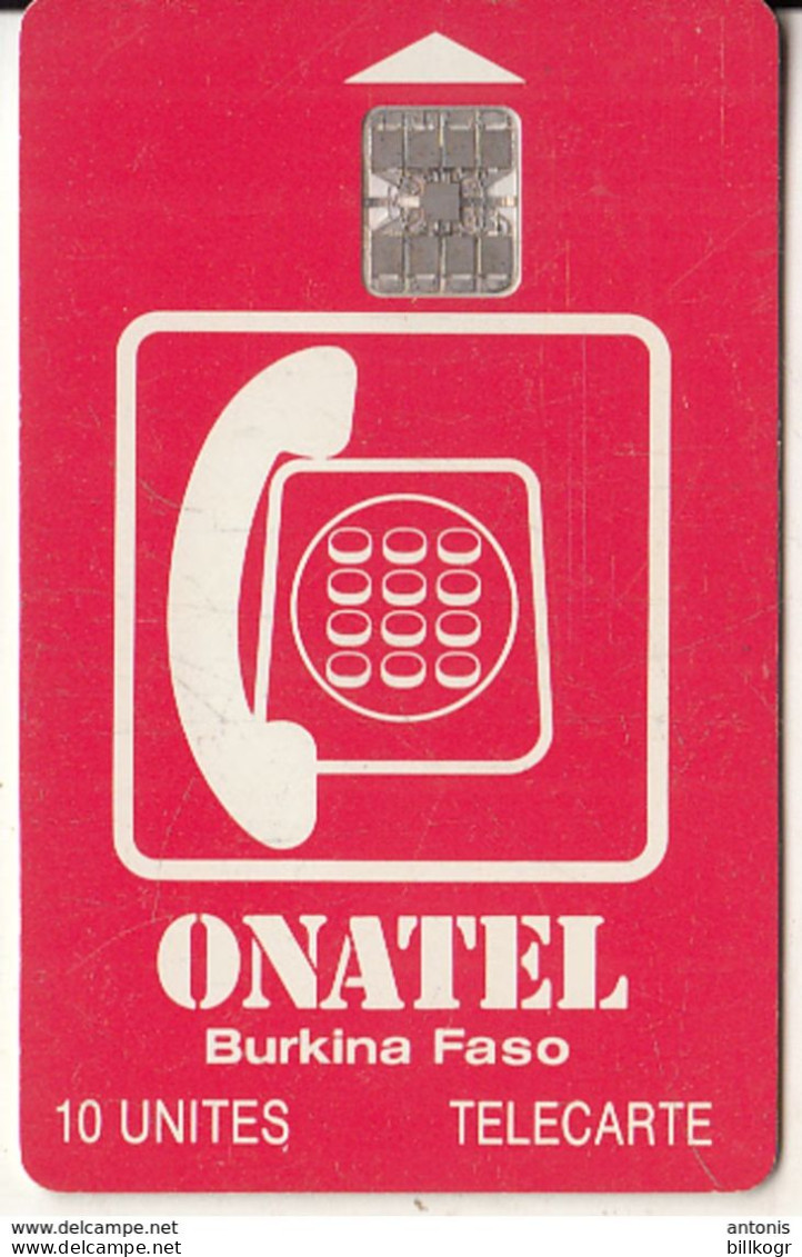 BURKINA FASO - Onatel Logo(red & White) 10 Units, Chip SC7, Red CN : 10 Digits(at Left), Used - Burkina Faso