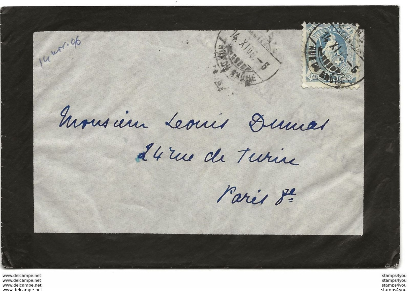 169 - 24 - Enveloppe Envoyée De Genève à Paris 1906 - Brieven En Documenten