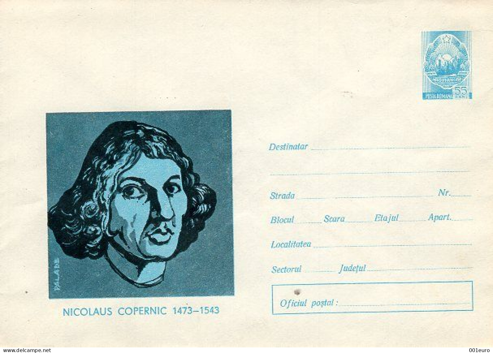 ROMANIA 1294x1973: NICOLAUS COPERNIC, Unused Prepaid Postal Stationery Cover - Registered Shipping! - Ganzsachen