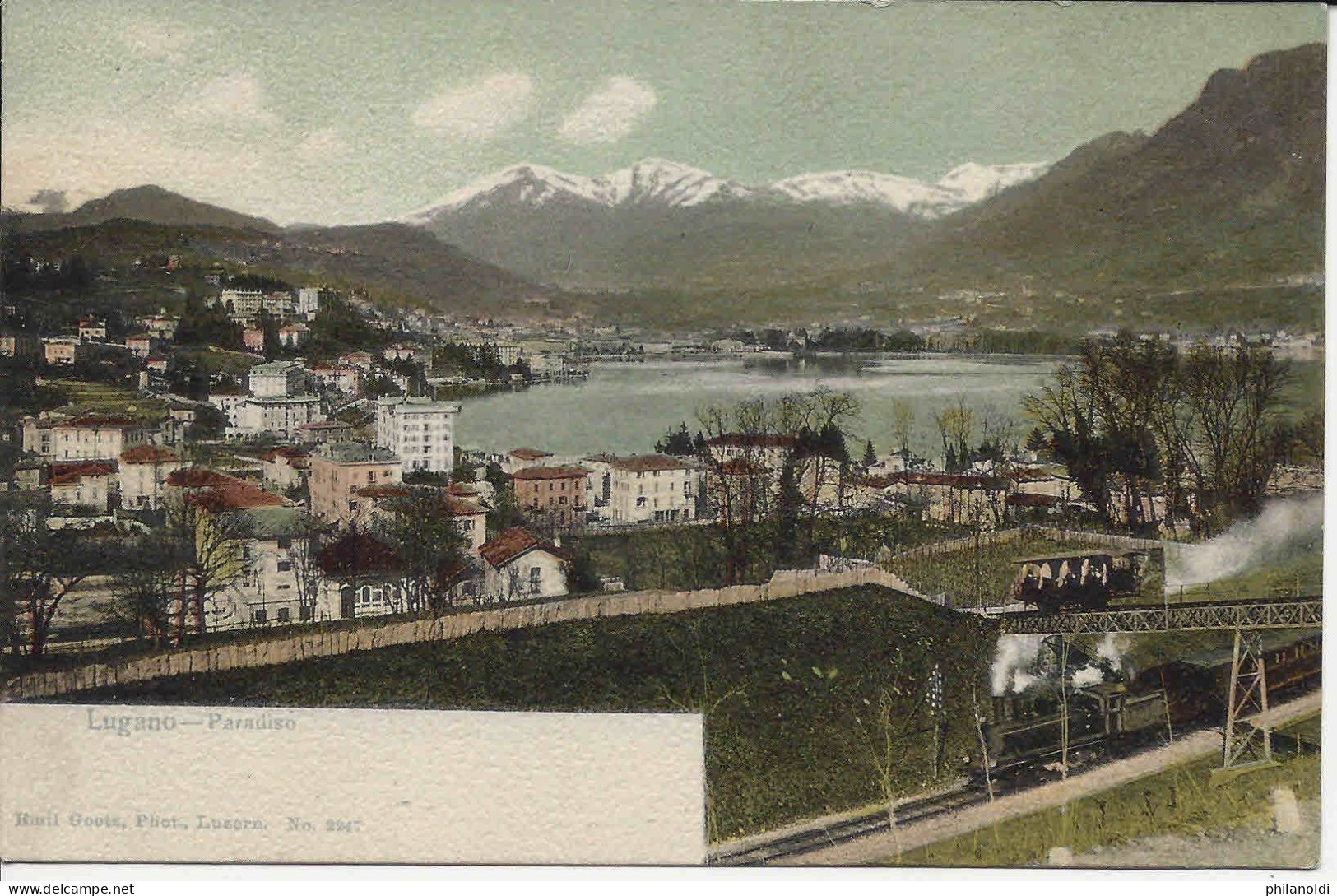 Lugano, Paradiso, Funicolare E Treno Locomotiva, Bahn, Railway, Non Viaggiata - Lugano