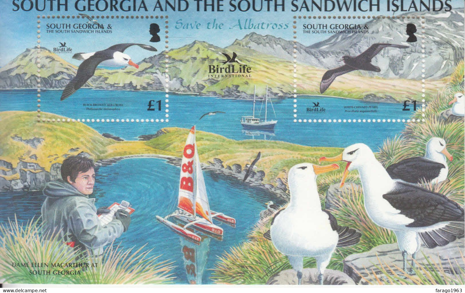 2006 South Georgia Birdlife Save The Albatross Birds Souvenir Sheet MNH - Georgia Del Sud