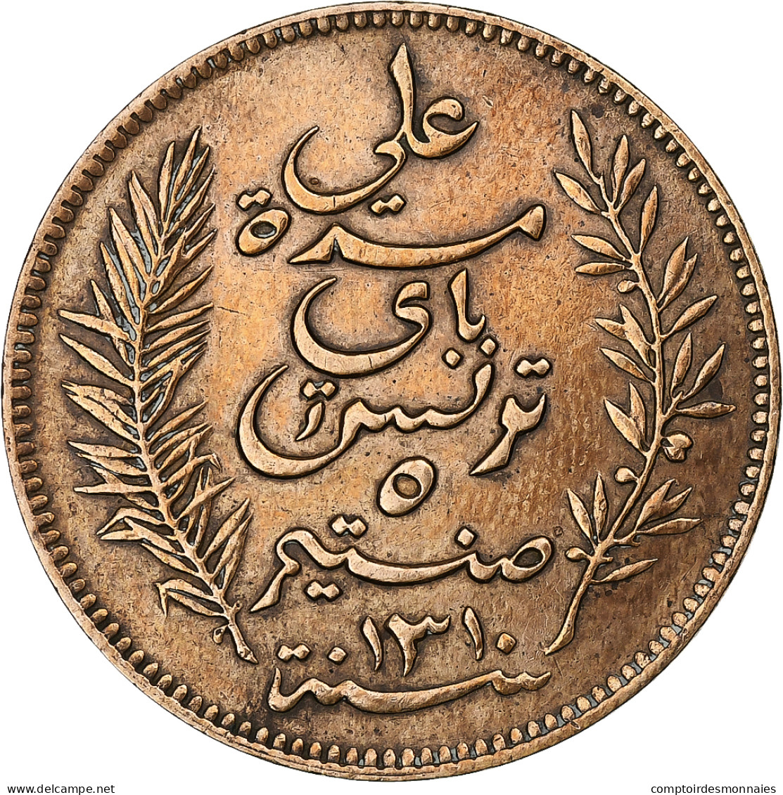 Tunisie, 5 Centimes, 1893, Paris, Cuivre, TTB, KM:221 - Autres & Non Classés