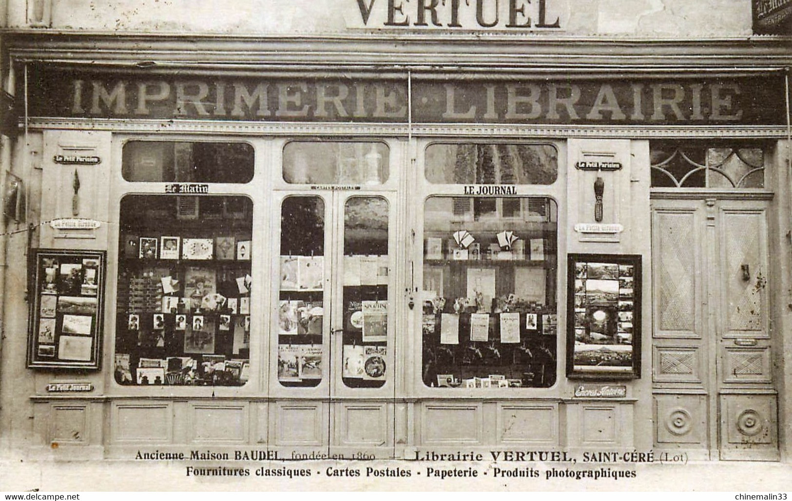 DEPT 46 SAINT CÉRÉ LIBRAIRIE VERTUEL CARTES POSTALES TRES BELLE  ANIMATION 9X14 REIMPRESSION DE CARTES ANCIENNES - Saint-Céré