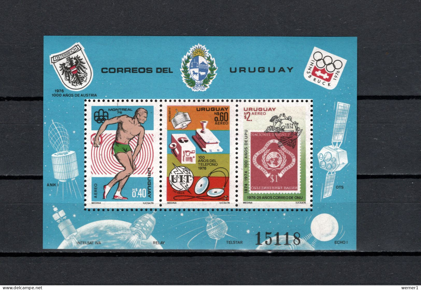 Uruguay 1976 Space, Olympic Games Montreal, Telephone Centenary, UPU Centenary S/s MNH - Südamerika