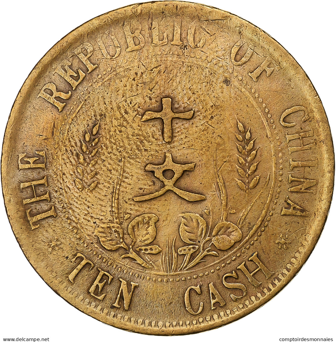 République De Chine, 10 Cash, 1912, Laiton, TTB, KM:301a - Cina